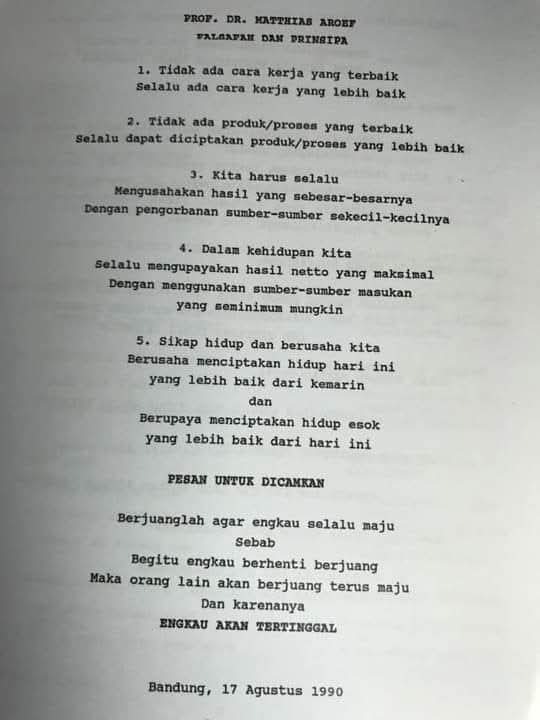 Falsafah dan Prinsip Prof Dr Matthias Aroef