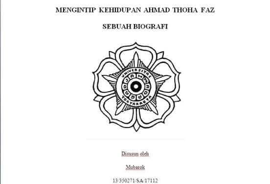  Tugas kuliah Prodi Sejarah UGM tentang biografi Ahmad Thoha Faz