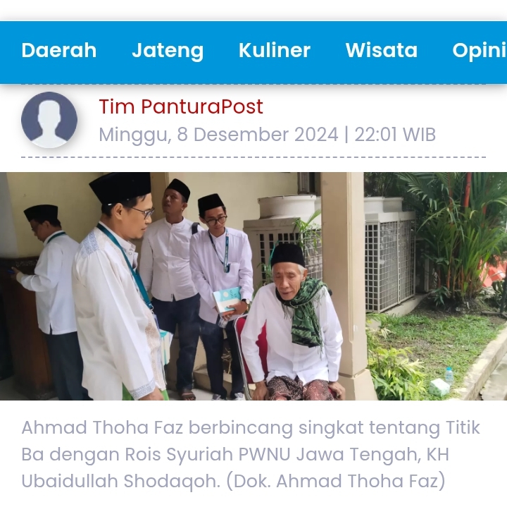 Oleh KH Muhammad Faeshol Muzammil, ketua Lembaga Bahtsul Masa’il, penulis Titik Ba diperkenalkan secara offline dengan Rois Syuriah PWNU Jawa Tengah dan juga secara online dengan Prof Kusmayanto Kadiman.