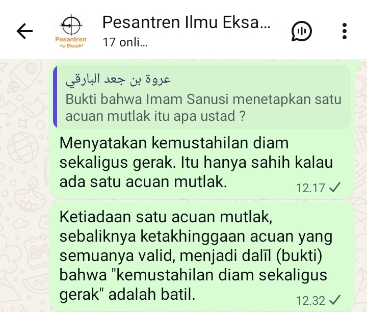 Dialog di WhatsApp Group Pesantren Ilmu Eksakta